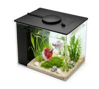 Petit aquarium Betta 3,7 l - Kit complet - Mini aquarium en acrylique avec pompe filtrante - Éclairage LED - Idéal pour les petits poissons, crevettes et plantes (noir)