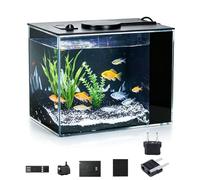 Petit aquarium Betta de 4,6 l, kit complet avec éclairage LED et système de filtration, petit aquarium de bureau en acrylique, pompe silencieuse, pour petits poissons, crevettes, plantes