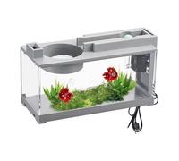 Petit Aquarium Carré Complet, Muet Aquarium avec Pompe À Eau Filtrante Et Lumière USB Transparent, Pour Poisson Betta, Crevette, Poisson Rouge et Poissons Tropicaux
