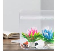 Petit Aquarium carré en Plastique Ultra Transparent avec lumière LED de Fixation 3 W, Base antidérapante et kit de démarrage - Décoration de Bureau pour Salon et Bureau - Réservoir à Poissons idéal
