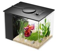 Petit Aquarium Complet 3 7L Aquarium Betta en Acrylique avec Pompe de Filtration et éclairage LED Idéal pour Les Petits (Noir)