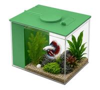 Petit Aquarium Complet, Mini Aquarium Plastique, avec Pompe de Filtration et Éclairage LED Réglable, Aquarium à Circulation Automatique, pour Petits Poissons, Crevettes et Plantes Aquatiques (Green)