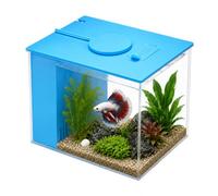 Petit Aquarium Complet, Mini Aquarium Plastique, avec Pompe de Filtration et Éclairage LED Réglable, Aquarium à Circulation Automatique, pour Petits Poissons, Crevettes et Plantes Aquatiques (Blue)