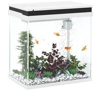 Aquarium En Verre 14l - Système De Filtration, Éclairage Led, Pompe À Eau, Couvercle - Blanc