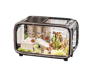Petit aquarium, petit aquarium Betta complet en acrylique avec couvercle, récipient décoratif de bureau avec cadre d'escalade pour chambre d'amis, animaux aquatiques, escargots, poissons de combat