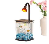 Petit Aquarium - Petit Bocal À Poisson avec Lumière D'ambiance - Décoration Bureau Silencieuse Écosystème Clair pour Maison Bureau Extérieur Table avec Crevettes et Crabes