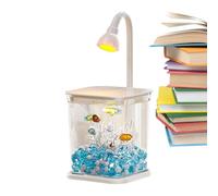 Petit Aquarium Poisson Betta - Réservoir de Bureau Silencieux 2L avec Lumière Ambiante, Bac D'eau Décoratif | Élégant Pour Bureau à Domicile Table Extérieure Crabspin Présentoir Miniature