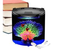 Petit aquarium : récipient d'aquarium de bureau, pompe à filtre de réservoir transparente, lumière de mobilité inégalée | Mini habitat transparent pour escargots, petits crabes, étoiles de m