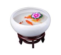 Petit Aquarium Réservoir de Poisson en céramique Blanc Pur, Salon, Bureau, réservoir de nénuphar, Bol, Bassin de Lotus, réservoir de Tortue, Bassin en Porcelaine de Narcisse Kit Aquarium(M)