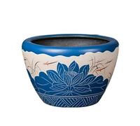 Petit Aquarium Réservoir de Poisson Rouge en céramique sculpté Bleu Salon à l'ancienne Grand réservoir d'eau Cour réservoir de Lotus réservoir de nénuphar réservoir de Tortue Kit Aquarium(42cm)