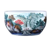 Petit Aquarium Réservoir de Poissons de Paysage Peint à la Main, réservoir de Poissons en céramique, réservoir de Tortues d'extérieur, Ornements de Paysage de Balcon de Salon Kit Aquarium