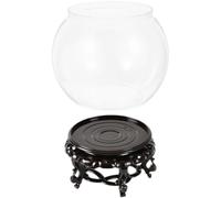 Petit Aquarium Rond de Bureau, Haute Transparence, Multifonction, Plastique | Base Incluse, Visibilité Intérieure Élevée, Style Chic, pour Fleurs et Petites Plantes en Pot