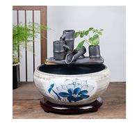 Petit Aquarium Style Chinois en céramique Poisson Rouge Bol Maison Circulation débit Fontaine d'eau Cour Poisson Culture Cylindre Salon décoration Aquarium Aquarium Kit Aquarium(B,32cm)