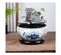Petit Aquarium Style Chinois en céramique Poisson Rouge Bol Maison Circulation débit Fontaine d'eau Cour Poisson Culture Cylindre Salon décoration Aquarium Aquarium Kit Aquarium(A,50cm)