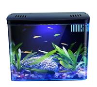 Petit Aquarium Transparent De 1,3 Gallons avec Filtre à 3 Couches Et LumièRe LED, Autonettoyant, DéCoration D'IntéRieur pour Poissons Betta, Crevettes, Poissons Rouges, Petit Aquarium Noir