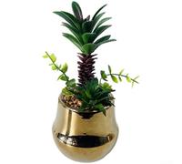 Petit arbre artificiel plaqué réaliste avec pot pour la maison, le bureau, le restaurant, pour hôtel, décoration de table, finition métallique élégante, simulation de 21 à 22 cm de hauteur (Q042C2S148