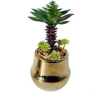 Petit arbre artificiel plaqué réaliste avec pot pour la maison, le bureau, le restaurant, pour hôtel, décoration de table, finition métallique élégante, simulation de 21 à 22 cm de hauteur (Q042C3S149