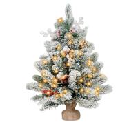 Petit Arbre de Noël avec des lumières 23, 6 Pouces de Table Table Noël vive avec des Baies et Pommes exquises pour la Maison, Le Bureau, la Boutique, Le Petit Arbre