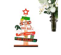 Petit arbre de Noël en forme d'alphabet - Petit arbre de table | Décoration festive en bois pour bureau, fête, réunion, maison