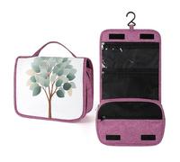 Petit arbre minimaliste avec feuilles vert sauge - Trousse de toilette de voyage pour femme - Organisateur de maquillage à suspendre avec crochet pour shampooing
