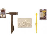 Petit archéologue dinosaure fossile en plastique 2 couleurs sous blister