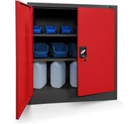 Petit Armoire de Bureau Métallique C001 Verrouillable 2 tablettes Manteau en poudre 92,5 cm x 90 cm x 40 cm Anthracite-Rouge