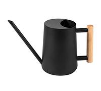 Petit Arrosoir 1L Noir, Arrosoir Plantes d'intérieur en Acier Inoxydable avec Long Bec et poignée en Bois pour Intérieur et Extérieur Maison Jardin Arrosage pour Plantes en Pot, Orchidées, Fleurs