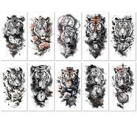 Petit Autocollant De Tatouage De Bras Complet Autocollant De Tatouage De Lettre De Tigre Imperméable Et Résistant À La Transpiration 114 * 210mm