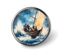 Petit badge rond à bouton, motif Christ Galilée, lac dans la tempête, épingle à revers, pour sac, 2,5 cm, accessoires pour chemise