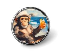 Petit badge rond à revers pour sac, 2,5 cm, motif cocktail Hawaii Monkey Beach, accessoires pour chemises