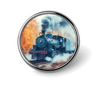 Petit badge rond aquarelle vintage en forme de train à vapeur, épingle à revers pour sac, 2,5 cm, accessoires pour chemises