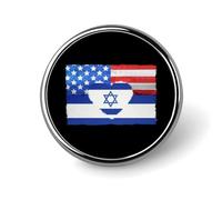 Petit badge rond avec drapeau des États-Unis et Israël, motif cœur, pour sac, chemise, accessoires, 2,5 cm