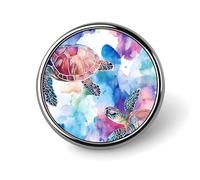 Petit badge rond coloré motif tortues de mer aquarelle, épingle à revers pour sac, 2,5 cm, accessoires pour chemises