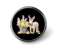 Petit badge rond en forme d'âne aquarelle, motif fleurs, pour sac, chemise, accessoires, 2,5 cm