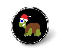 Petit badge rond en forme de tortue du Père Noël, épingle à revers, pour sac, 2,5 cm, accessoires pour chemises