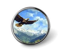 Petit badge rond représentant un aigle planant au-dessus des montagnes, pour sac, chemise, accessoires, 2,5 cm