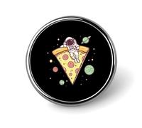 Petit badge rond représentant un astronaute allongé sur une pizza à la saucisse, pour sac, 2,5 cm, accessoires pour chemises