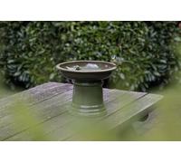 Petit Bain d'oiseau en céramique sur Pied Vert