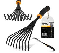 Petit Balai À Gazon 14 cm 9 Dents De Jardinage en Acier I Râteau À Main pour Ramasser Les Déchets De Jardin Largeur De Travail Outil De Jardin pour Inoxydable
