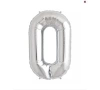 Petit ballon en aluminium argenté chiffre 0, 35 cm