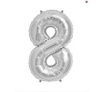 Petit ballon en aluminium argenté chiffre 8, 35 cm
