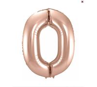 Petit ballon en aluminium chiffre 0 or rose, 35 cm