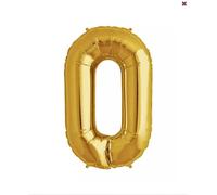 Petit ballon en aluminium doré chiffre 0, 35 cm