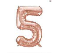 Petit ballon en aluminium en forme de chiffre 5 or rose, 35 cm