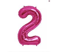 Petit ballon en aluminium rose chiffre 2, 35 cm