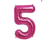Petit ballon en aluminium rose chiffre 5, 35 cm