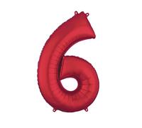 Petit ballon en aluminium rouge chiffre 6, 35 cm