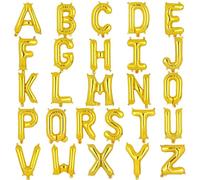 Petit ballon en forme de lettres de l'alphabet 40 cm - Doré - Petit ballon en mylar - En aluminium - Pour anniversaire, mariage, fête - Décoration de fête - 40 cm (doré M)