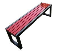 Petit banc de balcon pour 2 personnes résistant aux intempéries, siège en plastique/bois, acier galvanisé robuste, parfait pour jardin, terrasse, balcon (noir et rouge, 100 x 40 x 45 cm)