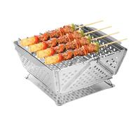 Petit barbecue à charbon, fumoir en acier inoxydable, grille pliable portable multifonction pour plage, camping, pique-nique, balcon, maison, terrasse, voyage, cuisine, usage commercial